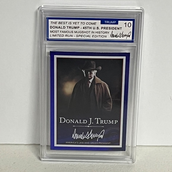 Donald Trump Cowboy Hat Foil Holographic Slab Card Graded 10 Slabbed Limited - Picture 1 of 5